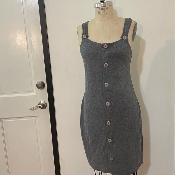 Zoya Gray Buttoned Jumper Dress - Picture 2 of 6